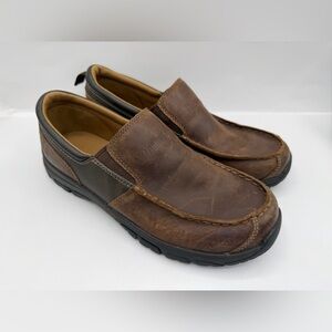 Timberland Boy, Dark Brown Leather Moc Toe Slip-Ons Loafer Shoes Size 6